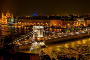 Szechenyi Brücke Donau Fluss Budapest Ungarn